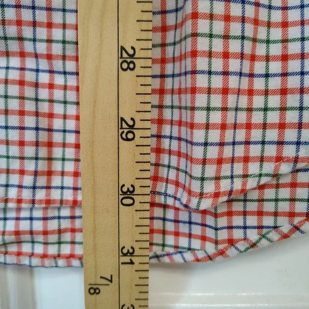 Polo Ralph Lauren Button Down Shirt Mens Large Slim Fit Orange Green Plaid Check